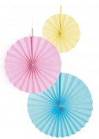3 Shiny Pastell Rainbow Papierrosetten