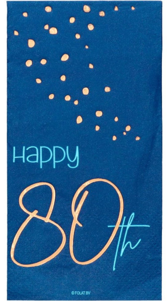 10 Elegant Blue 80th Birthday Servietten 33cm 2