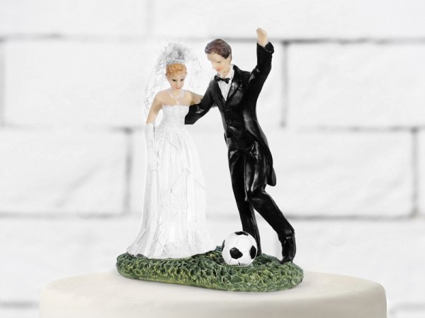 Tortenfigur Hochzeitspaar Fußball 14cm