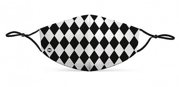 Mund Nasen Maske Harlekin weiß-schwarz