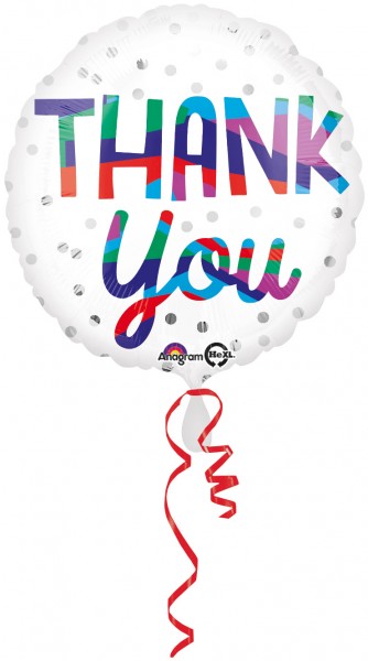 Folienballon Danksagung mit silbernen Punkte