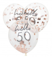 5 Hello Fifty Konfettiballons 30cm