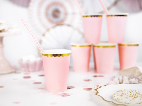 6 Candy Party Pappbecher hellrosa 220ml 3