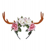Waldelfen Haarreif mit Geweih und Rosen