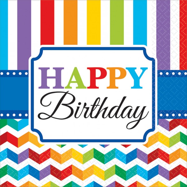 16 Rainbow Birthday Servietten 33cm