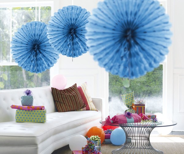 Fächer Honigwaben hellblau 45cm