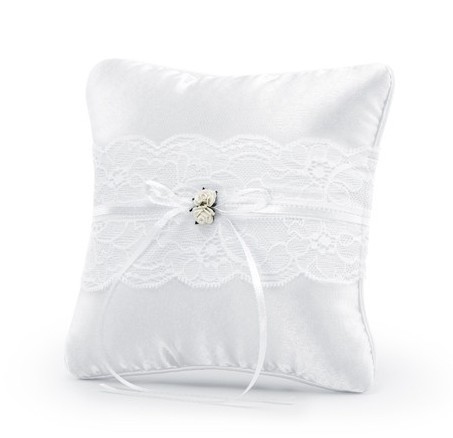 Hochzeitskissen für Eheringe in Weiß 16x16cm