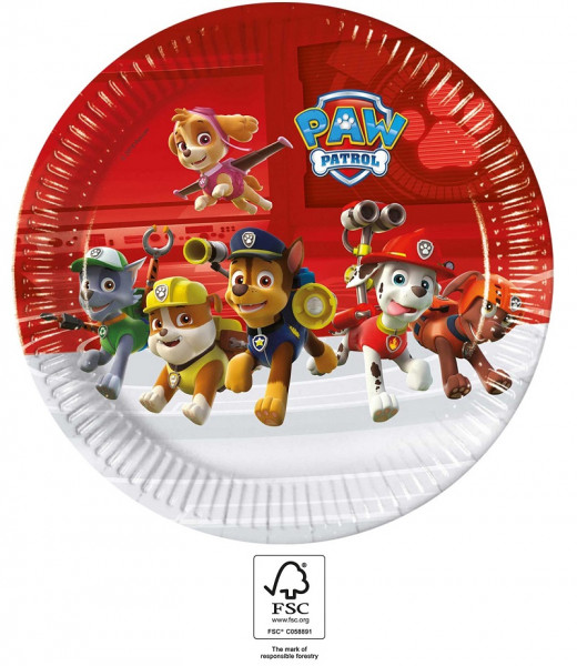 8 Paw Patrol Team Pappteller 23cm