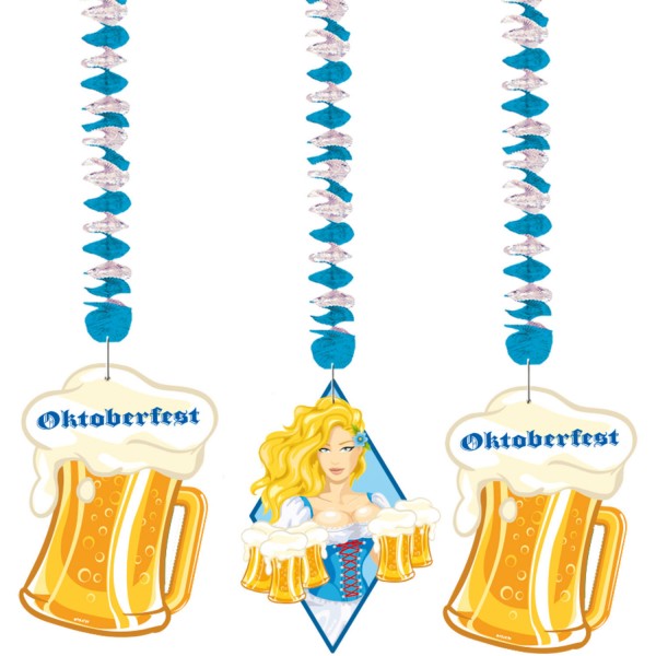 3 Oktoberfest Spiralhänger Bier Liesl 70cm