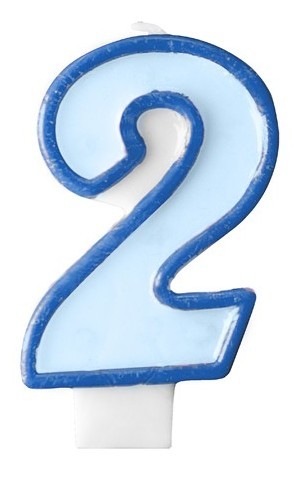 Zahlenkerze 2 blau 7cm