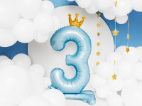 Babyblue Zahl 3 stehender Folienballon
