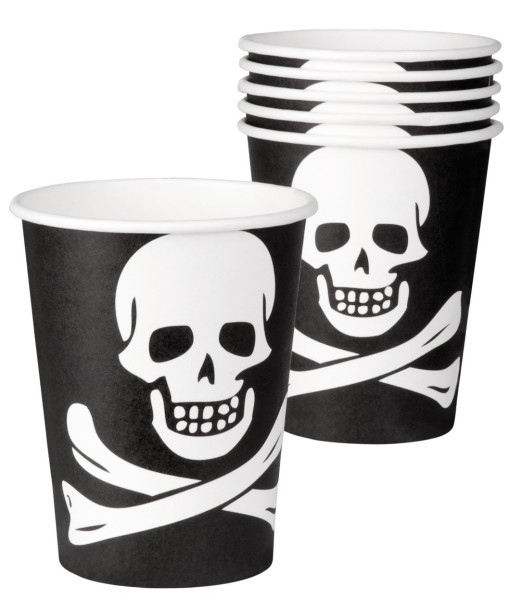 10 Piratenparty Totenkopf Pappbecher 210ml