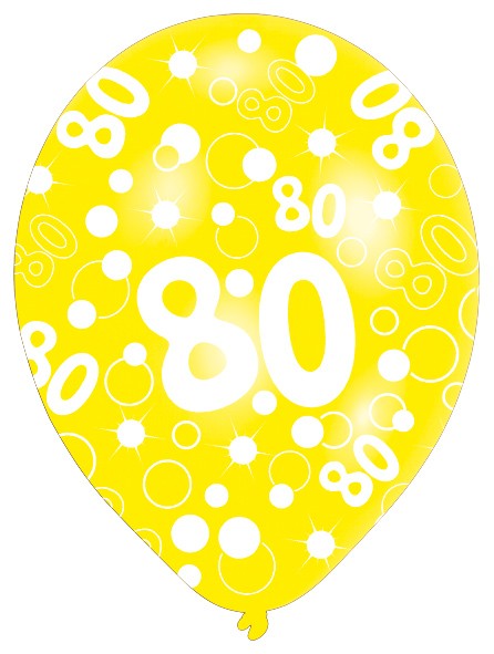 6 bunte Luftballons 80.Geburtstag 27,5 cm 4