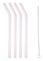 4 Rosa Glas Strohhalme mit Bürste