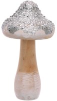 Winterliche Pilz Dekofigur silber 7 x 14cm