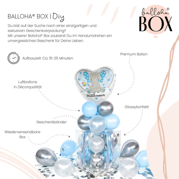 Balloha Geschenkbox DIY Elefant Willkommen Hellblau XL 3