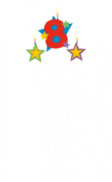 Stardust Zahlenkerze 8 Für Torten 3-Teilig