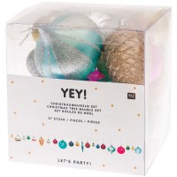 Bunte Weihnachtskugeln 27-teilig