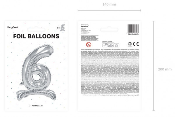 Silver 6 stehender Folienballon 70cm 3