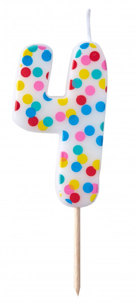 Bunte Mix & Match Zahl 4 Tortenkerze 9cm