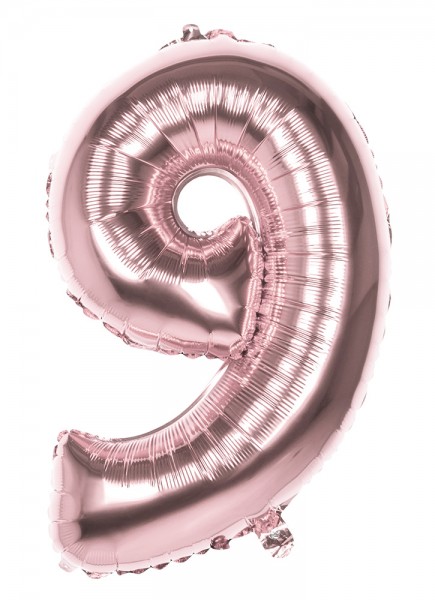 Roségoldener Zahl 9 Folienballon 86cm
