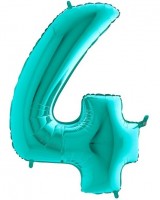 Zahl 4 Folienballon türkis 1,01m
