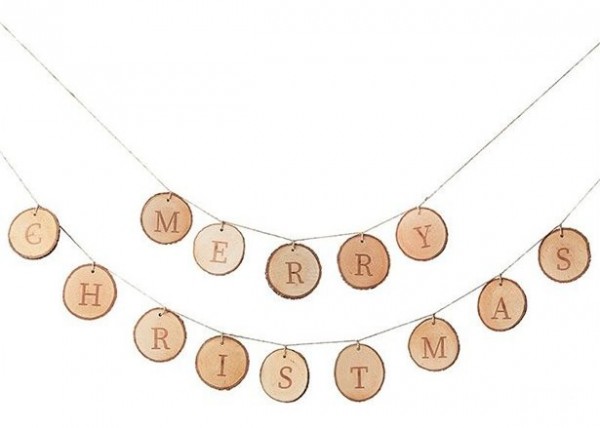 2 Winterdorf Merry Christmas Holz Girlanden