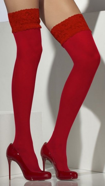 Rote Strümpfe Mit Spitze