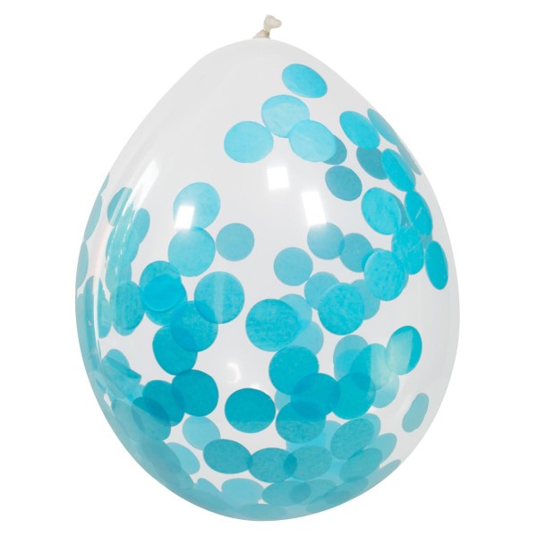 4 Konfetti Ballons Hellblau