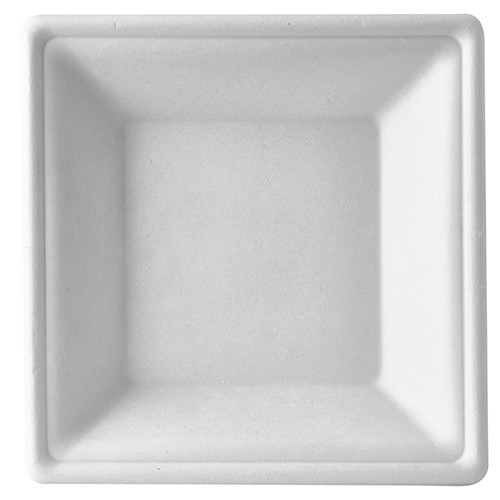 50 Tiefe Zuckerrohr Teller weiß 26 x 26cm