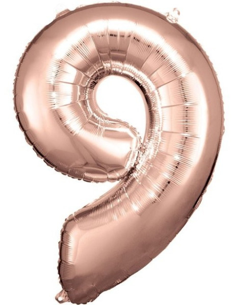 Roségoldener Zahl 9 Folienballon 86cm