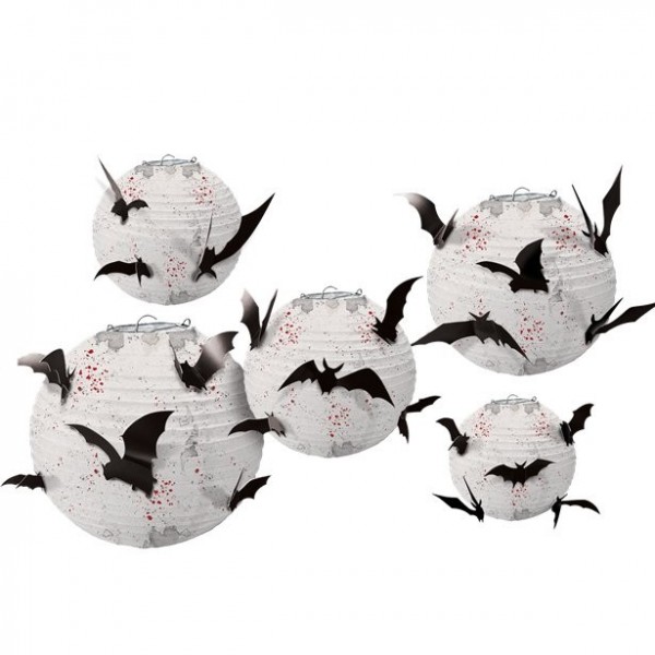 5 Fledermaus Papier-Lampions