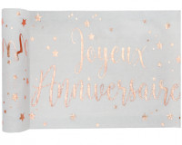 Joyeux Anniversaire Tischläufer roségold 3m