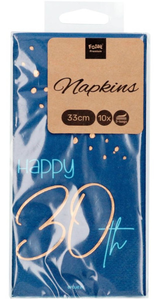 10 Elegant Blue 30th Birthday Servietten 33cm 6