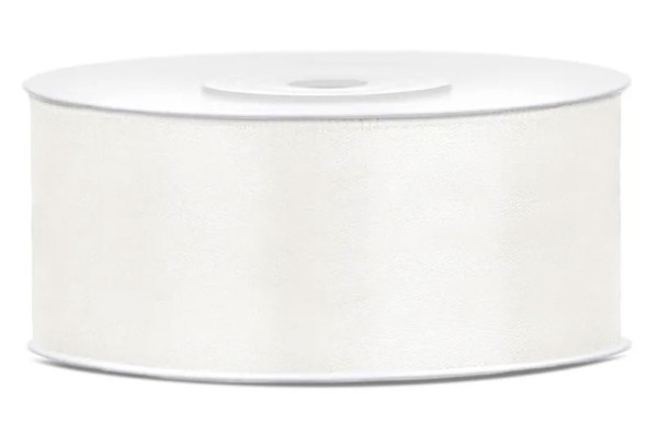 25m Satin Geschenkband weiß 25mm breit