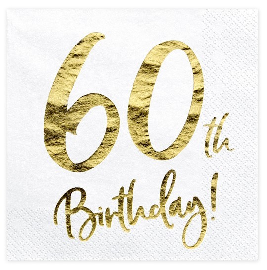 20 Glossy 60th Birthday Servietten 33cm