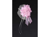 Vorschau: 4 rosa Tüll-Rosen mit Schleife Autoschmuck