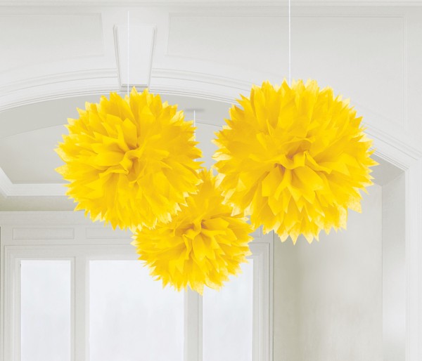 3 Romance Pompons gelb