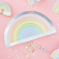 8 Pastell Regenbogen Pappteller 28cm
