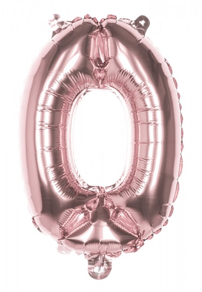 Roségoldener Zahl 0 Folienballon 36cm