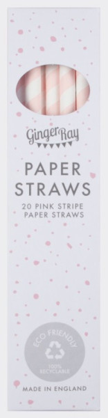 20 Eco rosa gestreifte Strohhalme 3
