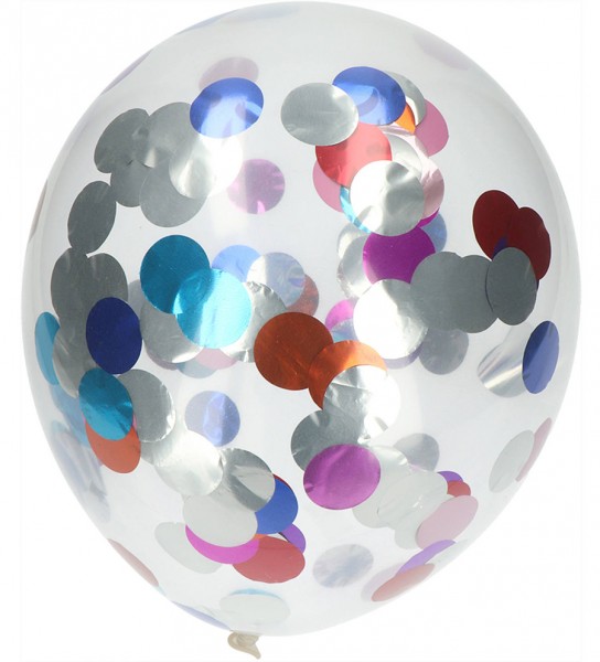 Ballon 4er Set mit buntem Konfetti 30cm