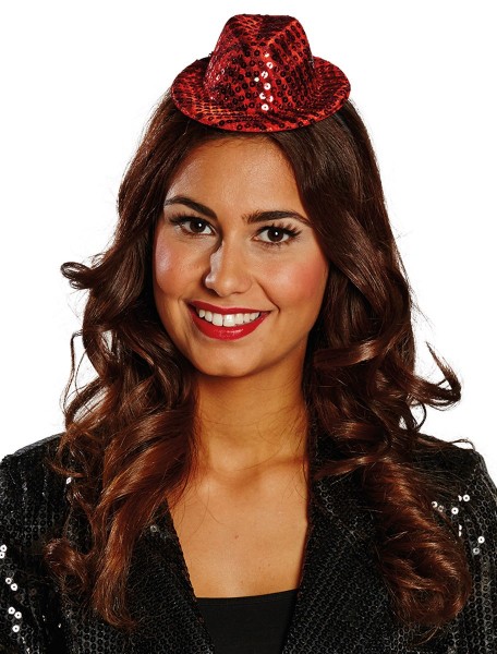 Roter Mini Paillettenhut LED