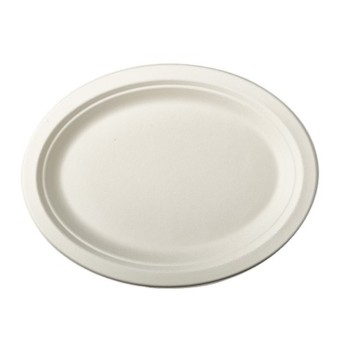 12 Ovale Zuckerrohr Teller Aleko 32 x 25,5cm
