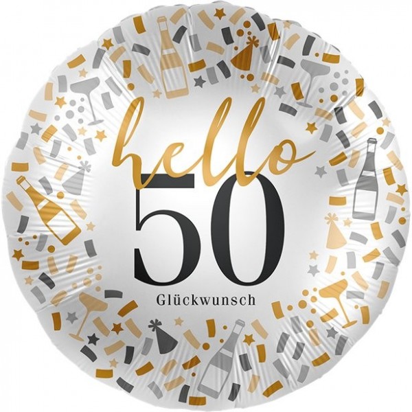 Hello 50 Glückwunsch Folienballon 46cm