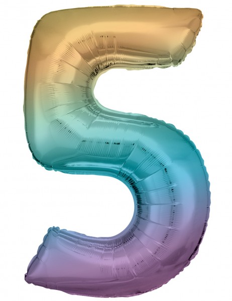 Edler Regenbogen Zahl 5 Ballon 86cm