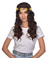 Hippie Damenperücke mit Sonnenblumen