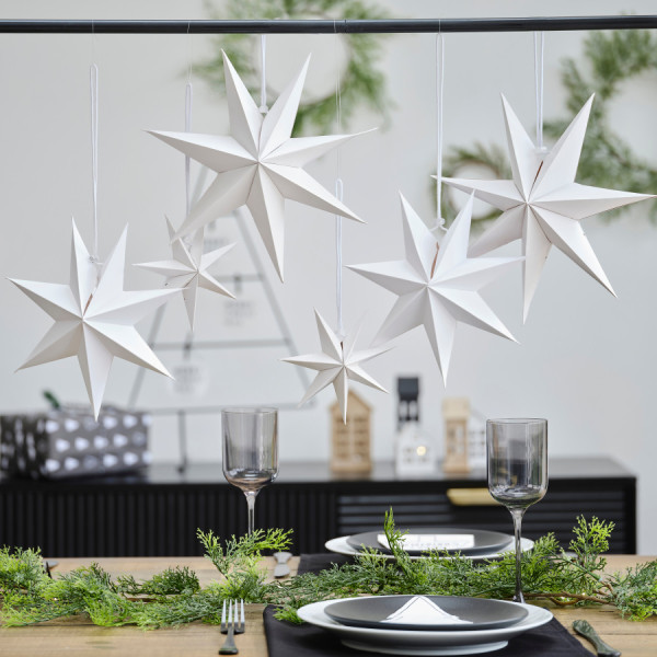 6 Eco Sternenhänger 3D White Star