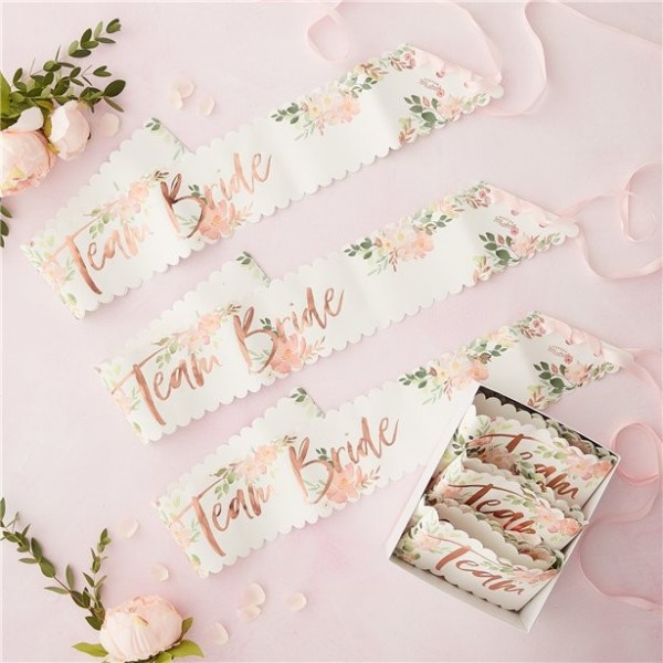 6 Rosy Bride Schärpen Team Braut