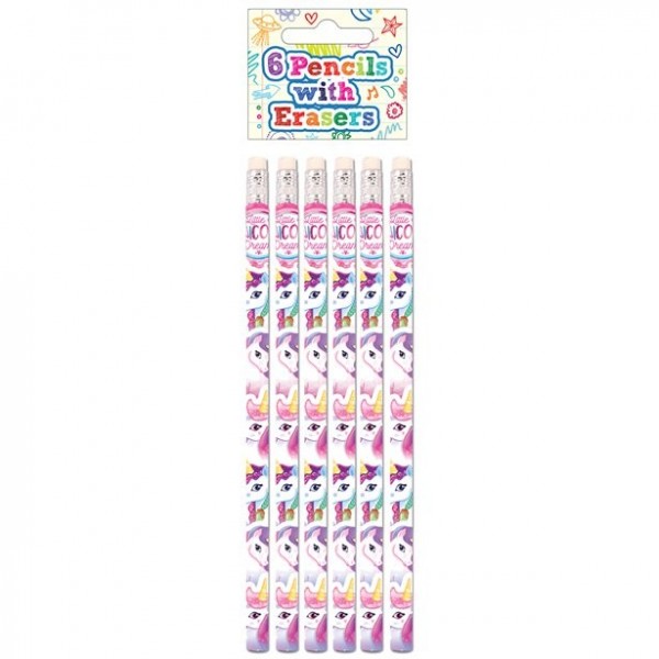 6 Einhorn Bleistifte mit Radiergummi